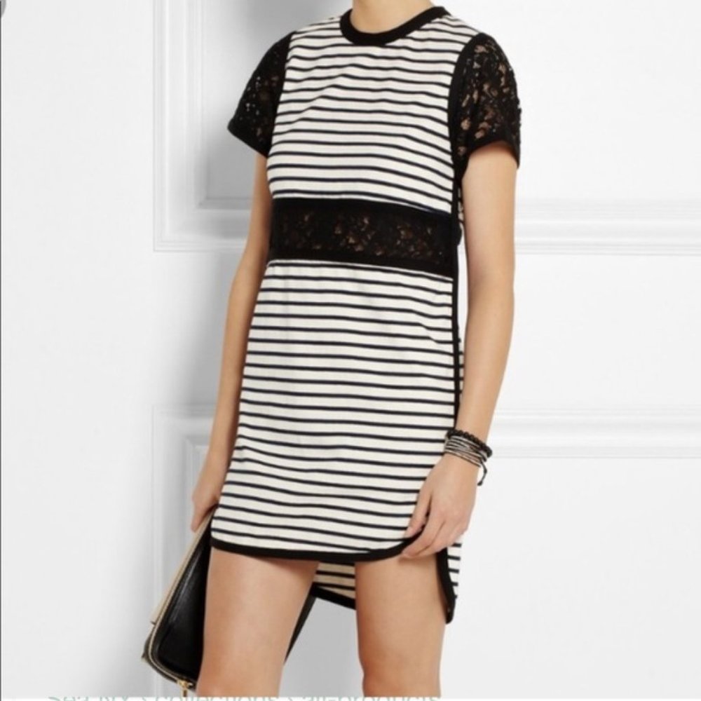 SEA NY Striped Lace Cutout Knit Dress Sz 10